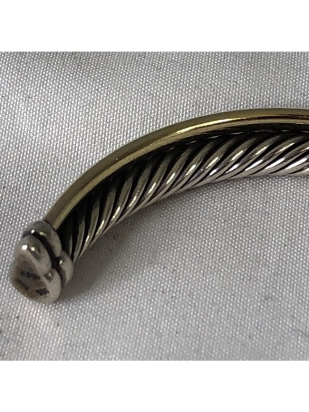 David Yurman Sterling Silver 925 Cuff Bracelet Two Tone Cable Jewelry Modern - Picture 13 of 16
